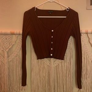 Brown Cropped Cardigan